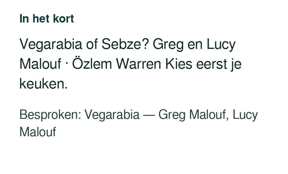 Vegarabia of Sebze? Greg en Lucy Malouf · Özlem Warren Kies eerst je keuken. Besproken: Vegarabia — Greg Malouf, Lucy Malouf.